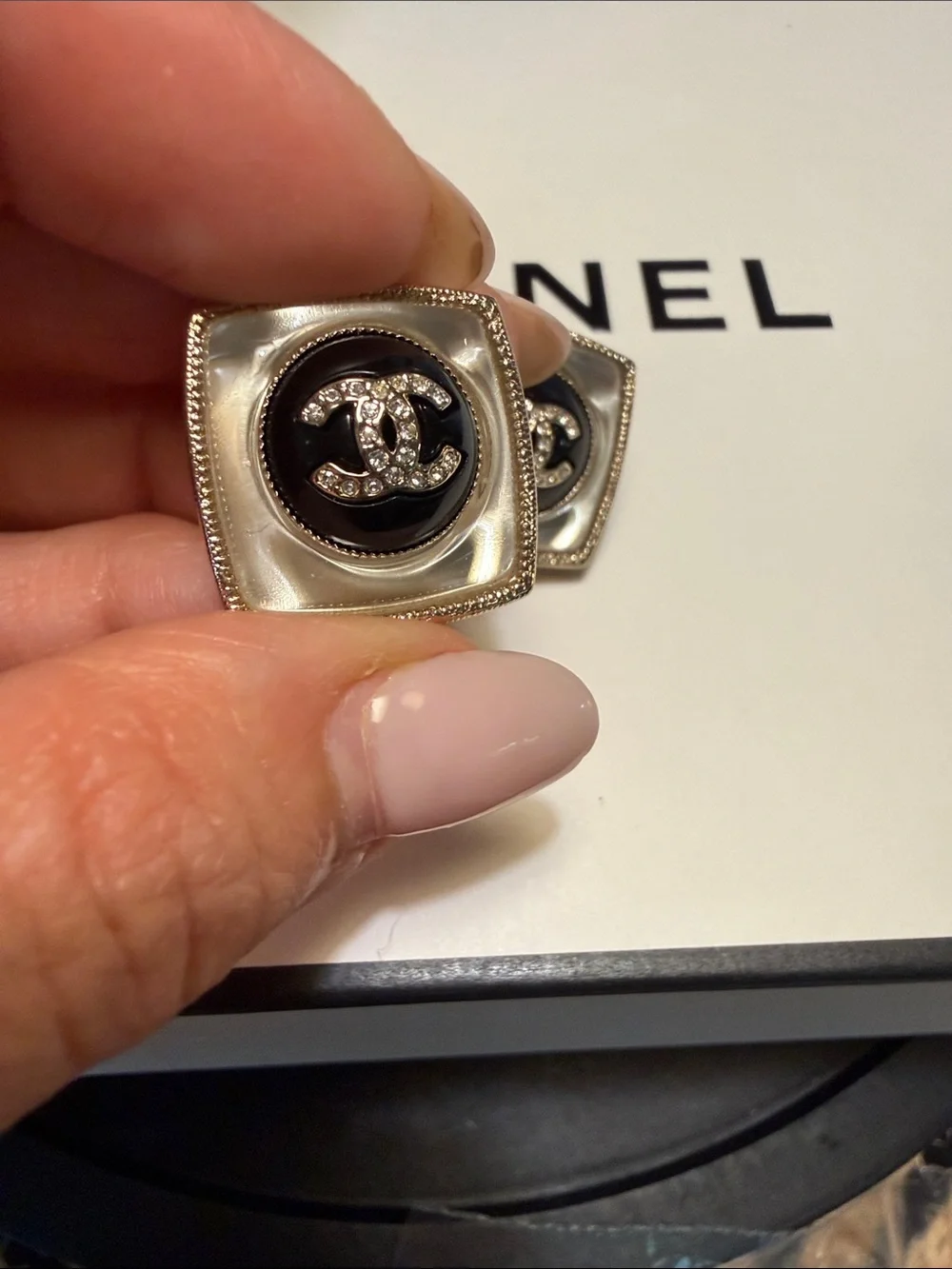 CHANEL Square Clip-on Earrings